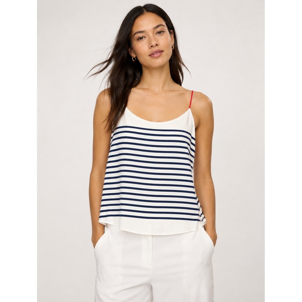 Banana Republic Womens Striped Cami Size 6 White Navy Red Nautical Summer Tank